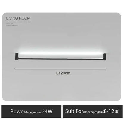 Modern black bar linear wall light by decorbites with 24w power for sleek living room ambient lighting decor
