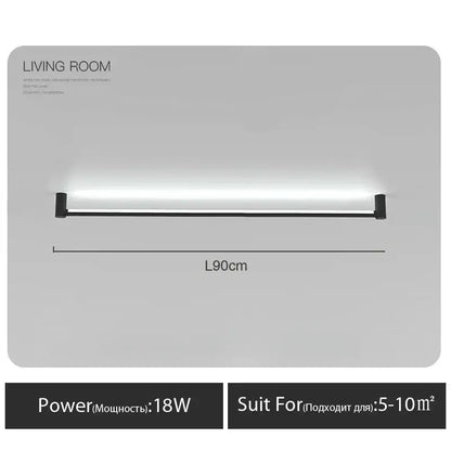 Modern black bar linear wall light with sleek led strip design and 18w power for living room decorbites black bar lighting