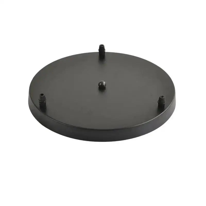 Modern black base plate lighting display stand featuring three small pegs and central spherical knob for living rooms