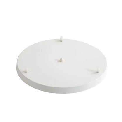 White circular mounting base plate lighting accessory with four small feet for modern black display stand use