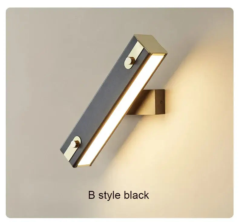 Modern black and brass decorbites adjustable led wall lamp with sleek rectangular design for bedroom sconce decor