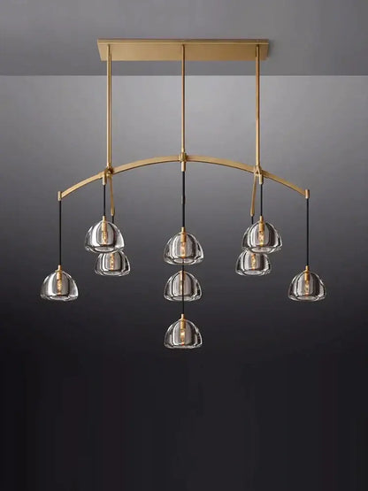 Modern black brass american series crystal led chandelier with gold-toned brass and clear glass pendant shades for dining room decorbites black brass