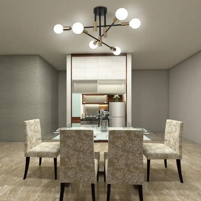 Modern black and brass decorbites industrial chandelier with spherical white bulbs for living room LED lamp lighting