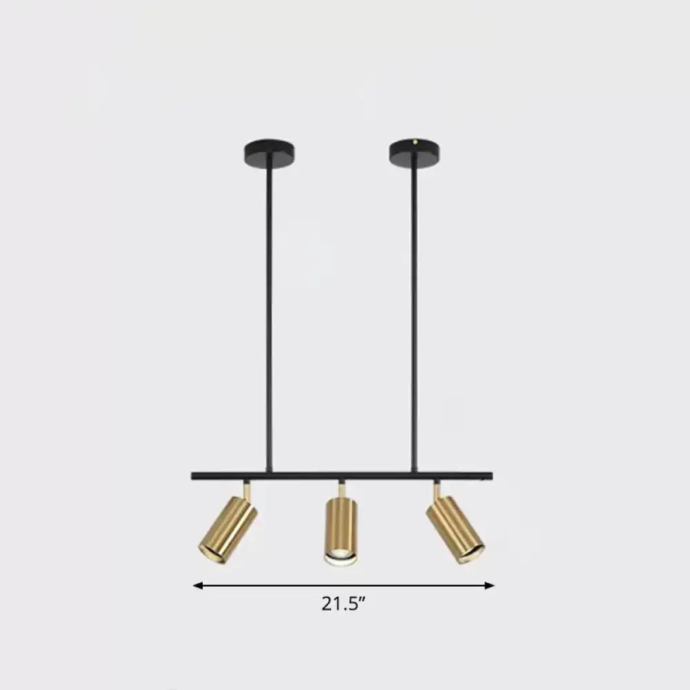 Modern black and brass metal island ceiling light with three adjustable spotlights for dining room by DecorBites™