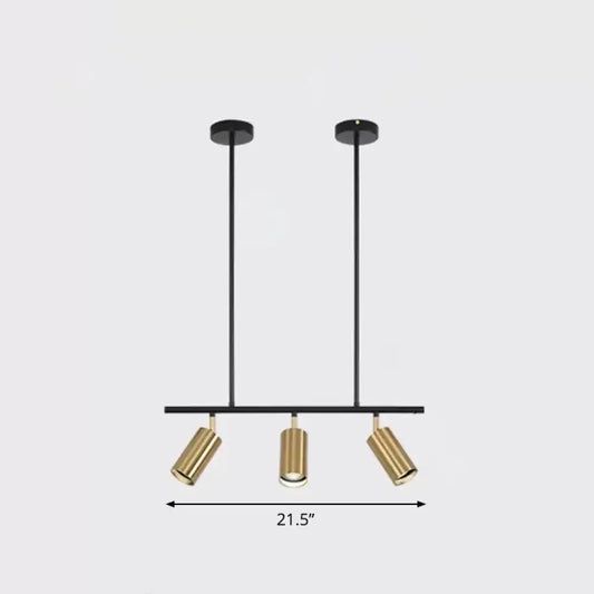 Modern black and brass metal island ceiling light with three adjustable spotlights for dining room by DecorBites™