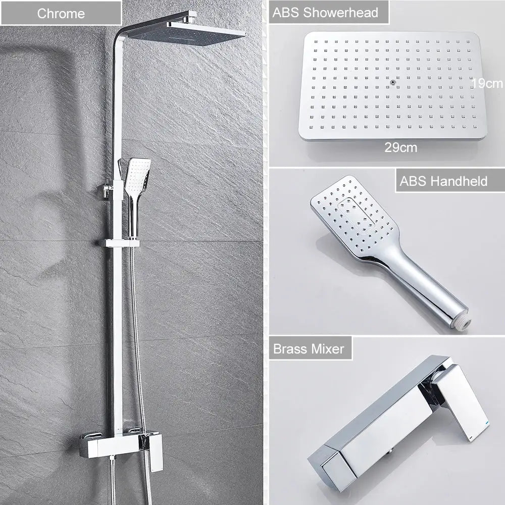 Modern black brass shower faucet with chrome finish square rainhead handheld spray nozzle and brass mixer decorbites black brass