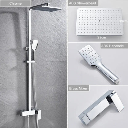 Modern black brass shower faucet with chrome finish square rainhead handheld spray nozzle and brass mixer decorbites black brass