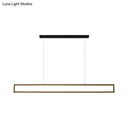 Modern black and bronze rectangular led pendant dining room white light with warm white illumination and sleek black mount