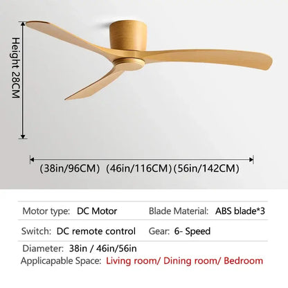 A sleek light wood finish ceiling fan with three blades and motor housing for black modern low profile bedroom decorbites
