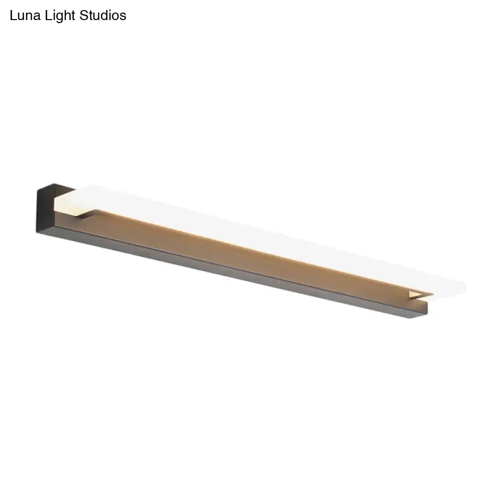 Modern black and brushed brass led bathroom light sconce with warm white light and maximum bulb wattage for efficiency