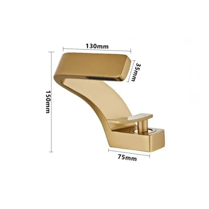Modern black and brushed gold waterfall basin faucet with sleek curved design ideal for decorbites basin faucet use