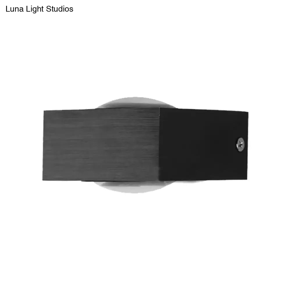 Modern black rgb wall lighting piece with brushed silver finish and circular frosted glass diffuser for corridor use