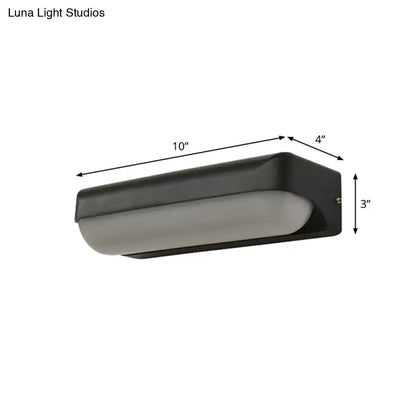 Black rectangular wall sconce with frosted glass diffuser modern capsule flush wall-mounted lamp for bedroom lighting