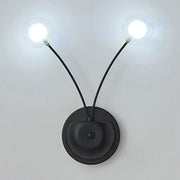 Modern black cast iron double globe wall sconce with two curved arms and clear bulbs for living room lighting fixture inches