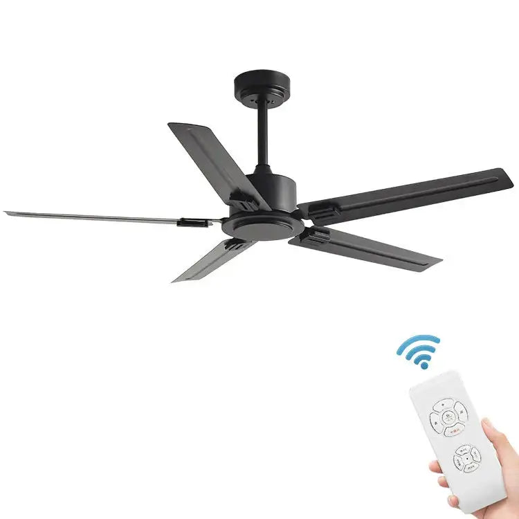 Black modern ceiling fan with five blades and 35w dc motor for living room includes matching remote control