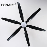 Modern black ceiling fan with sleek blades, led light, and remote control ideal for living room use