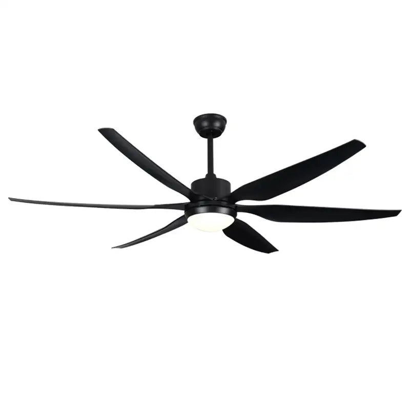 Modern black ceiling fan with five sleek blades led light and remote control for living room use
