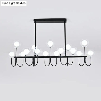 DecorBites 15-light black ceiling light with clear glass globe bulbs and adjustable hanging cord for modern interiors