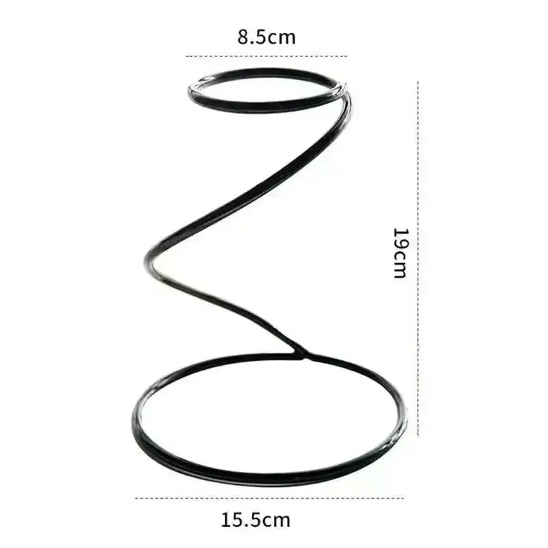 Modern black ceramic coffee barista set with black spiral metal plant stand featuring two circular rings for decorbites coffee barista