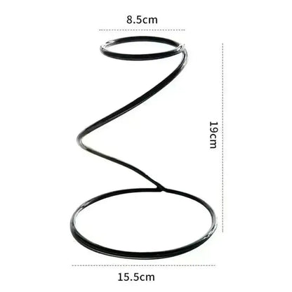 Modern black ceramic coffee barista set with black spiral metal plant stand featuring two circular rings for decorbites coffee barista