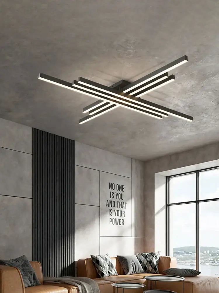 Modern black chandelier led ceiling lamp with sleek geometric design ideal for living room decorbites black chandelier ceiling lamp