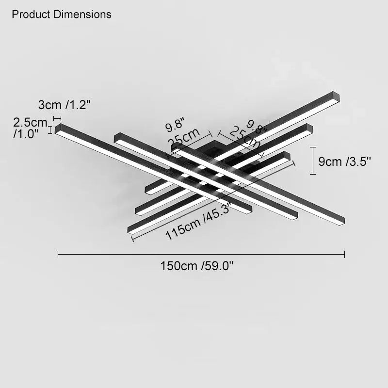 Modern black chandelier led ceiling lamp with sleek minimalist cross design for living room decorbites black chandelier