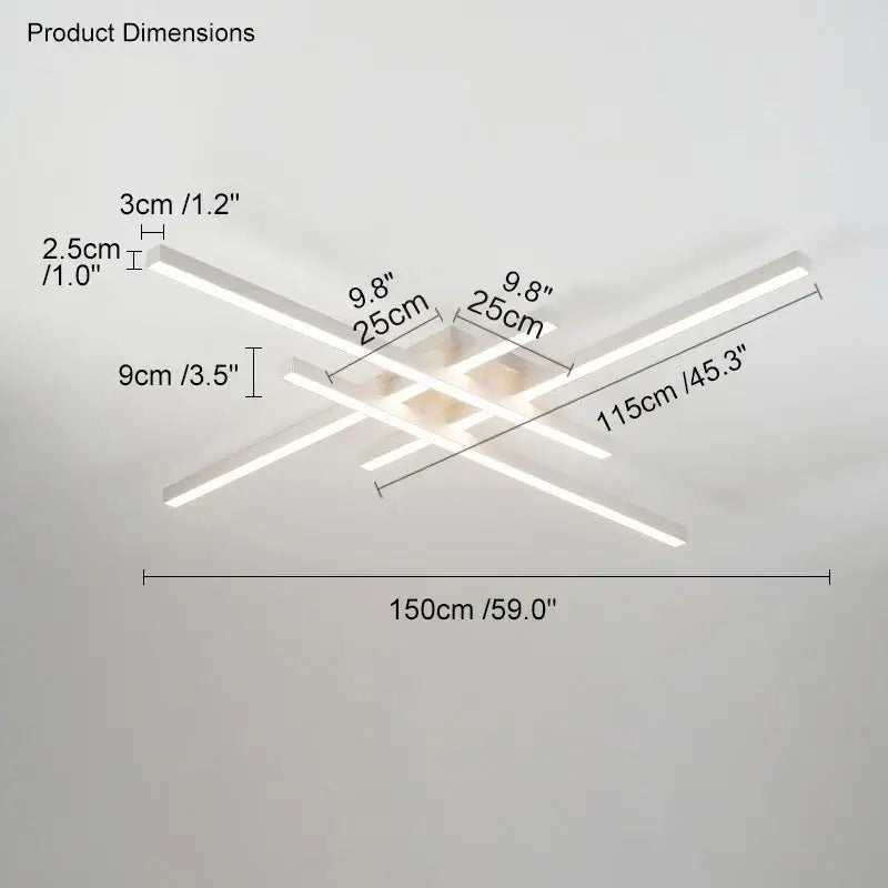 Modern black chandelier led ceiling lamp with intersecting white rectangular bars and central illuminated square for living room decorbites black chandelier