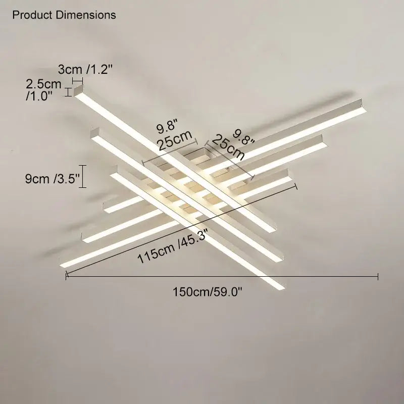 Modern black chandelier led ceiling lamp with intersecting white rectangular bars for living room decorbites ceiling lamp