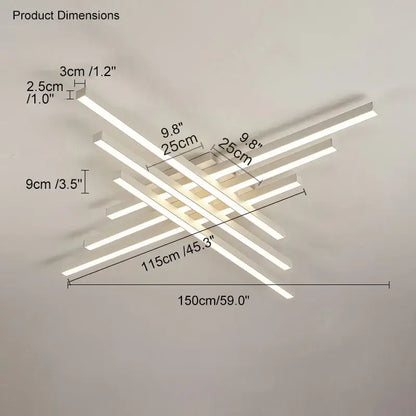 Modern black chandelier led ceiling lamp with intersecting white rectangular bars for living room decorbites ceiling lamp