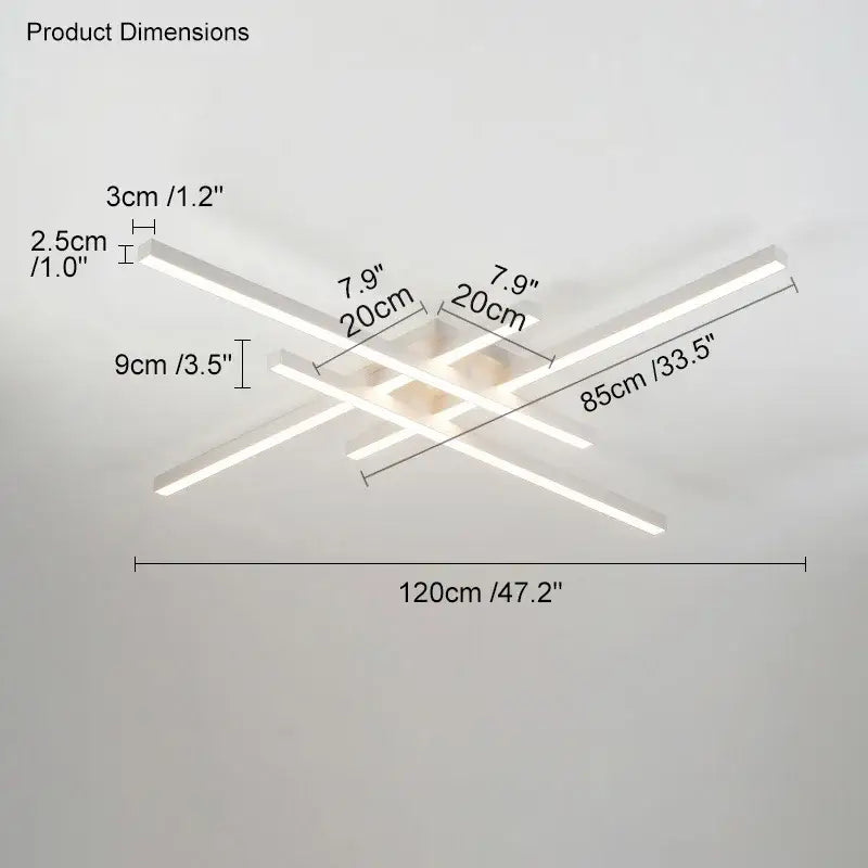Modern black chandelier led ceiling lamp with intersecting rectangular bars and central square fixture for living room decorbites ceiling lamp