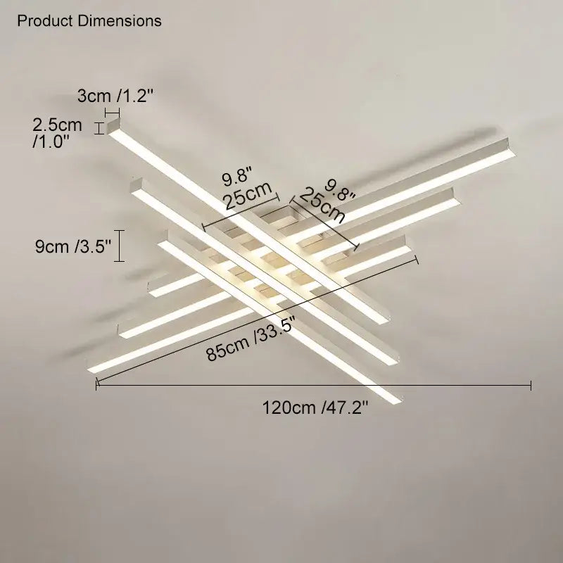 Modern white led ceiling lamp with intersecting rectangular bars in decorbites black chandelier led design for living room