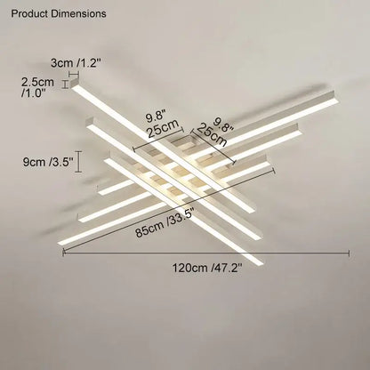 Modern white led ceiling lamp with intersecting rectangular bars in decorbites black chandelier led design for living room