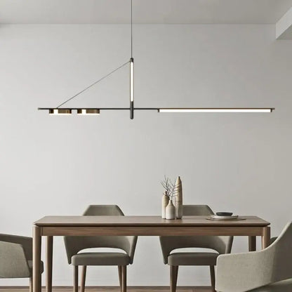 Modern black chandelier pendant light with gold linear design for dining room decorbites black chandelier minimalist style