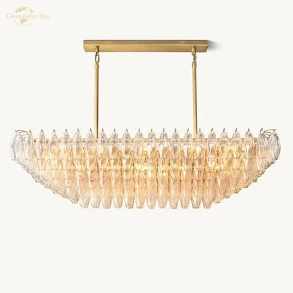 Modern black chiara chandelier with gold-toned rectangular frame and cascading clear glass and amber crystals for dining decorbites black chiara