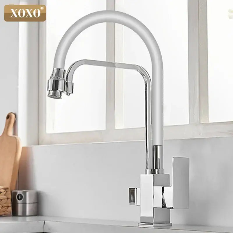 Xoxo modern black and chrome filter kitchen faucet with sleek curved spout single hole rotation filter kitchen design