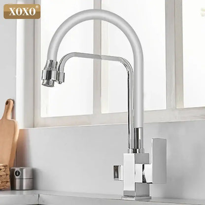 Xoxo modern black and chrome filter kitchen faucet with sleek curved spout single hole rotation filter kitchen design