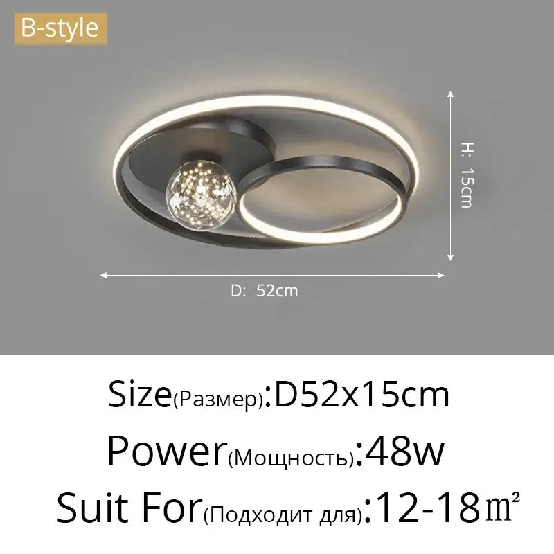 Modern black and chrome decorbites gypsophila chandelier with led circular ring and central crystal globe for living room light