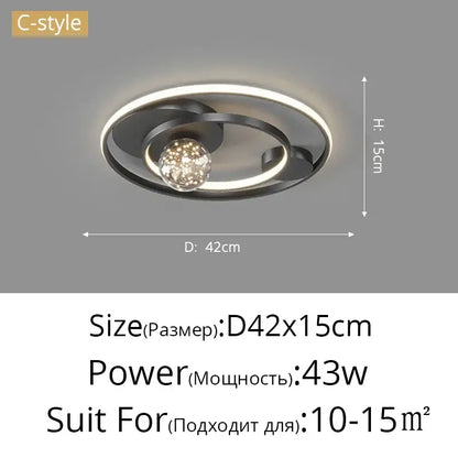 Modern black and chrome gypsophila chandelier with a central crystal globe and concentric rings for living room decorbites gypsophila chandelier