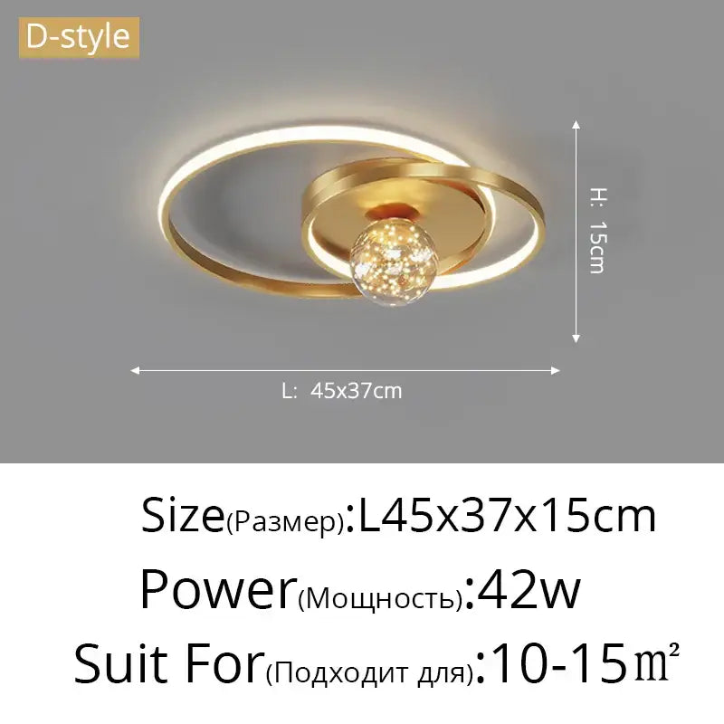 Modern black and chrome decorbites gypsophila chandelier with gold-toned circular rings and central crystal globe for living room lighting