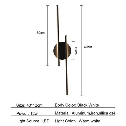 Modern black and chrome led strip wall light with sleek black and white aluminum iron and silica gel design for stylish decorbites led strip