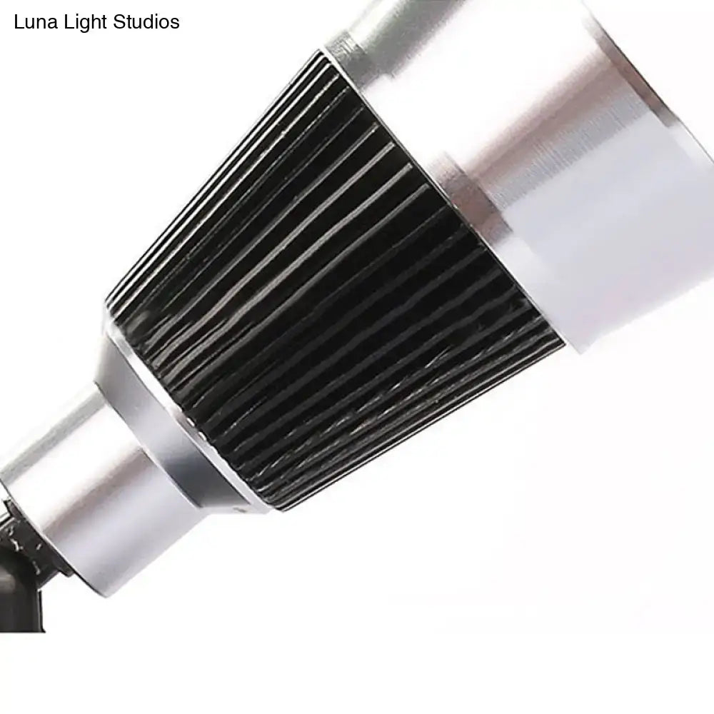 Black and silver smd light bulb with ribbed heat sink design for modern black chrome wall light rotatable bedroom sconce