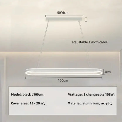 Modern black circle pendant chandelier with sleek aluminum and acrylic design and adjustable 120cm cable for living room decorbites circle pendant lighting