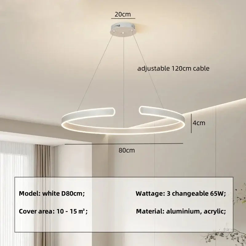 Modern white circular led ceiling light with sleek aluminum acrylic design for living room decorbites circle pendant chandelier