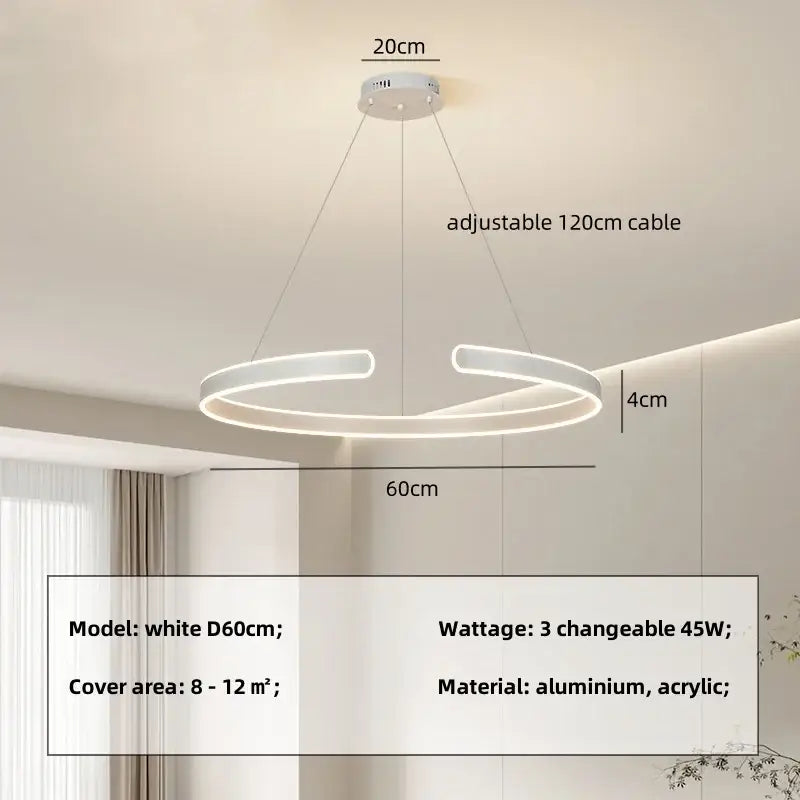 White circular led ceiling light with sleek aluminum and acrylic design for living room decorbites circle pendant chandelier