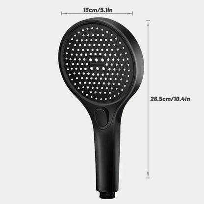 Black matte decorbites circular high pressure shower head with three modes and integrated control button for bathroom use