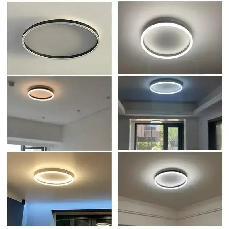Modern black circular led ceiling light with sleek frame and multiple color temperatures for living room decorbites circular led ceiling lights