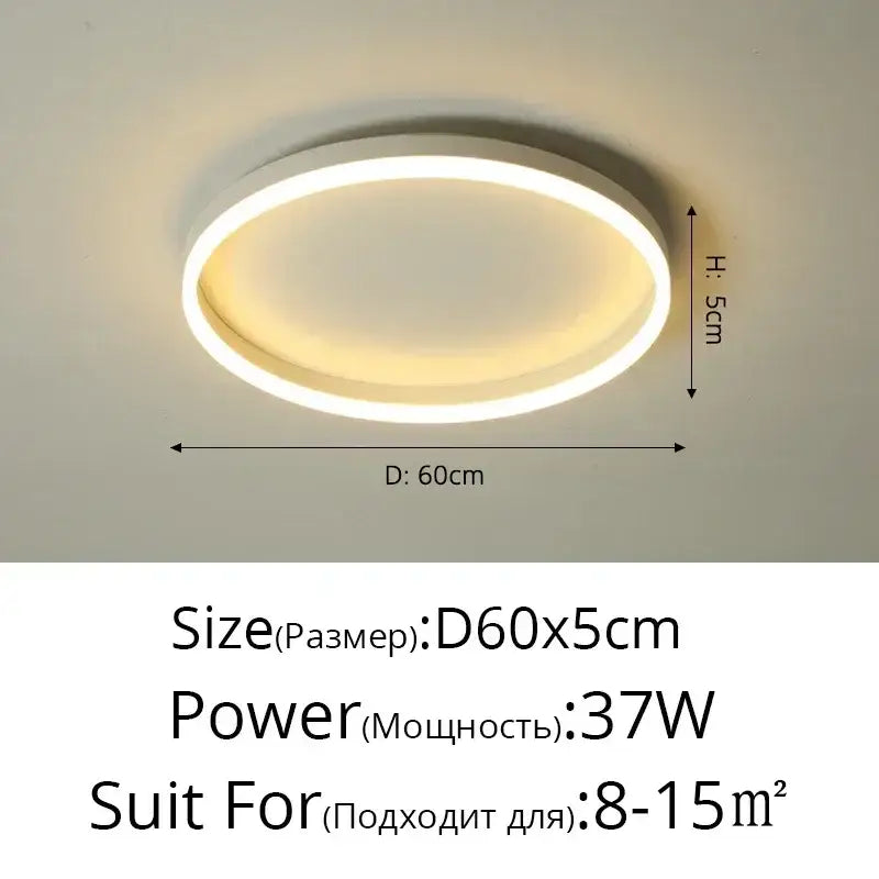 Modern black circular led ceiling light with sleek white frame and warm glow by decorbites for living room ceiling lights