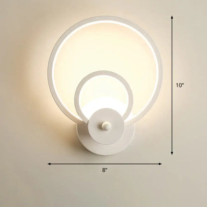 Modern black circular led light fixture with two concentric rings and warm glow for bedroom wall sconce with remote control