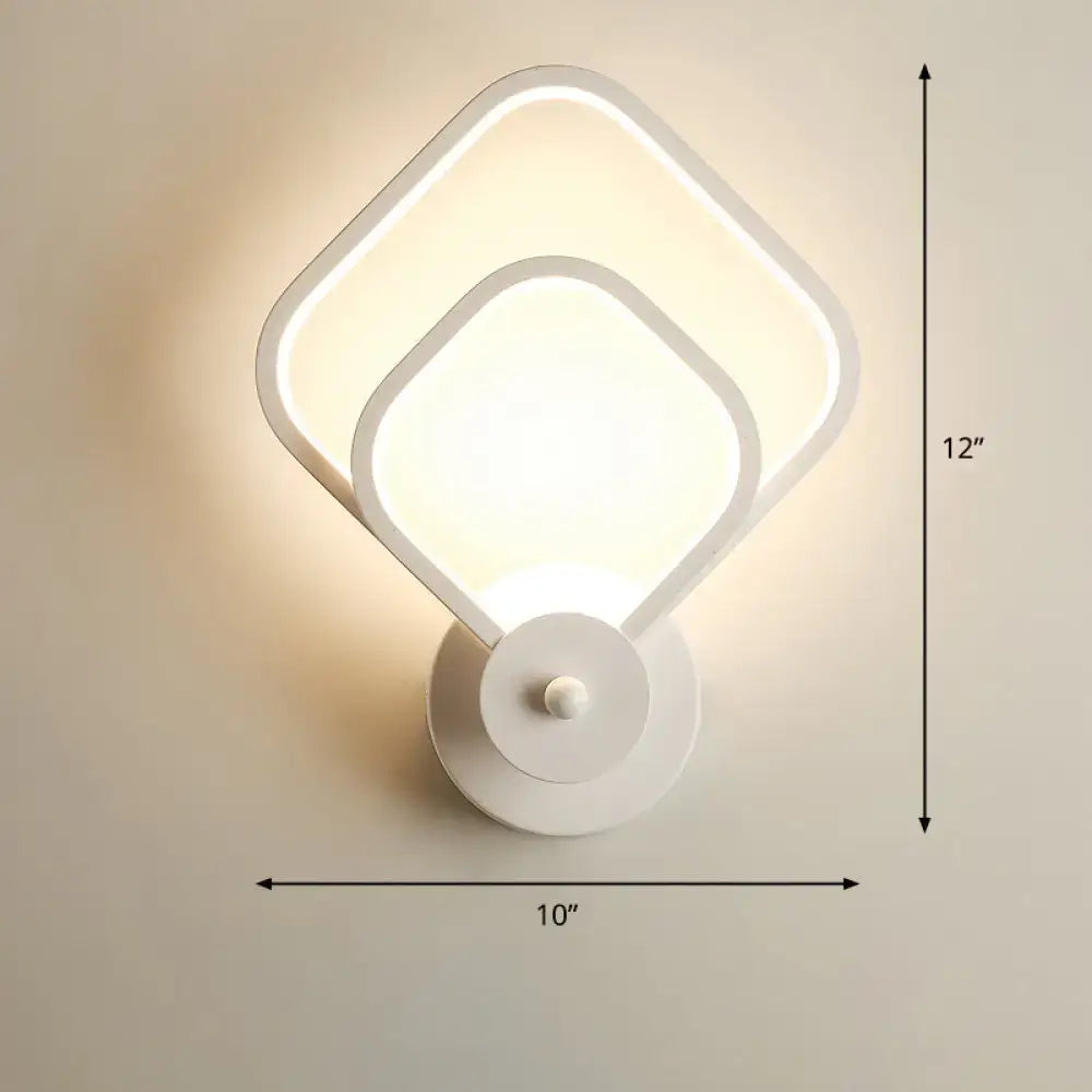 Modern black circular led light fixture wall sconce with remote control and white overlapping square led panels