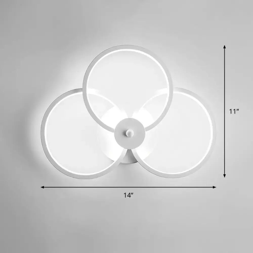 Modern black circular led light fixture with white overlapping circular panels wall sconce with remote control